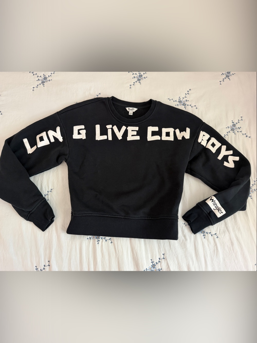 Wrangler Black Kids Graphic Sweatshirt with White Lettering